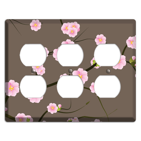 Pink and Brown Cherry Blossoms 3 Duplex Wallplate