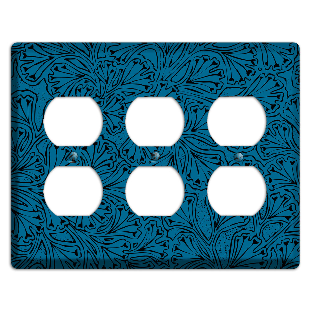 Deco Blue Interlocking Floral 3 Duplex Wallplate