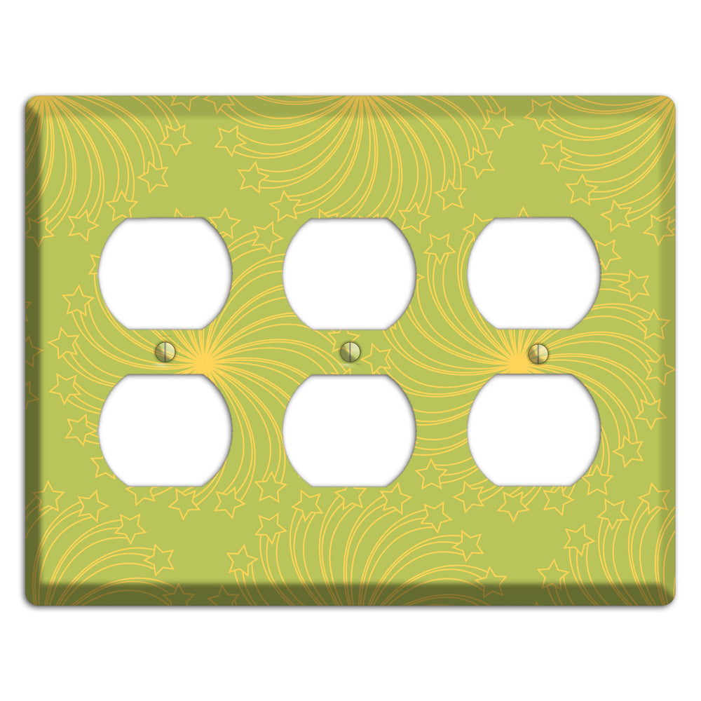 Multi Lime Star Swirl 3 Duplex Wallplate