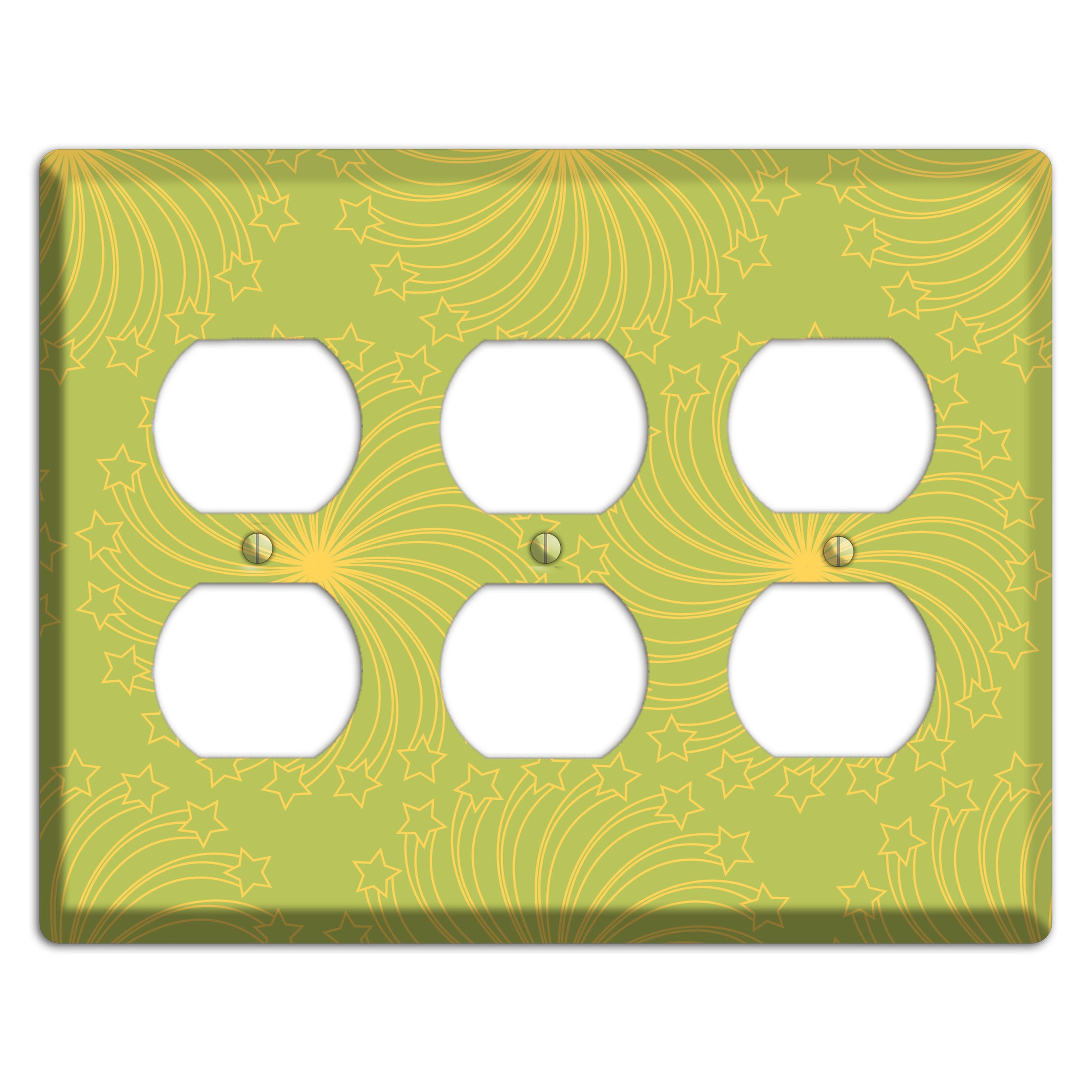 Multi Lime Star Swirl 3 Duplex Wallplate
