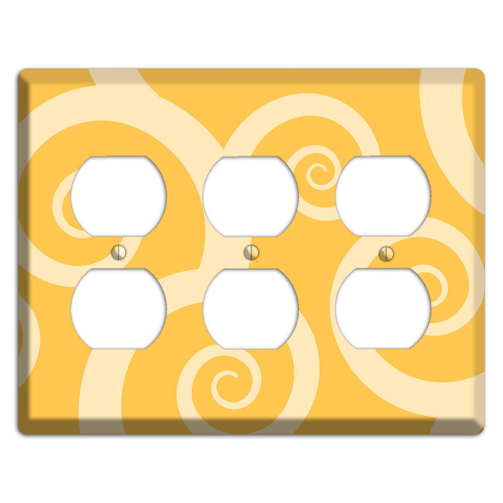 Yellow Tones Large Swirl 3 Duplex Wallplate