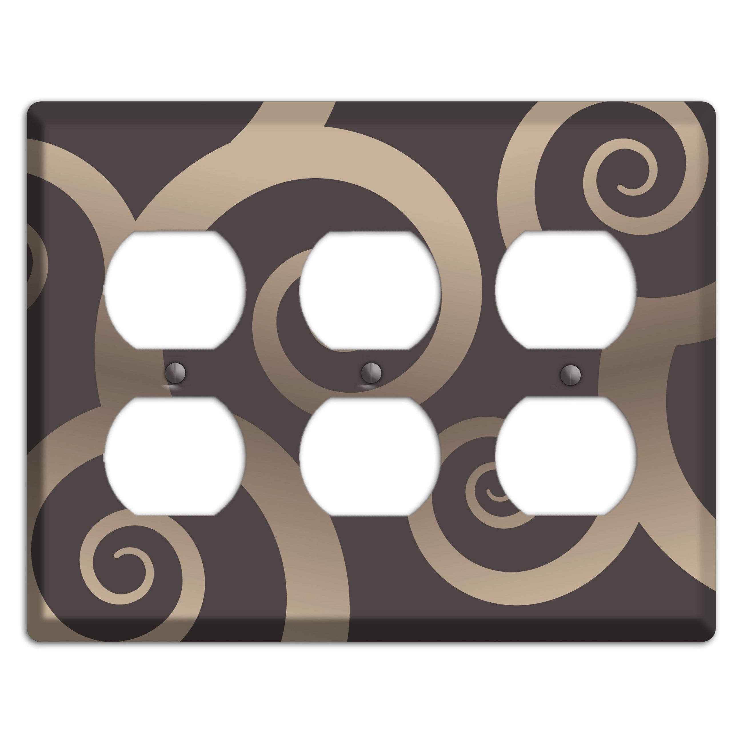 Brown with Beige Large Swirl 3 Duplex Wallplate
