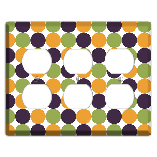 Olive Eggplant Orange Tiled Dots 3 Duplex Wallplate
