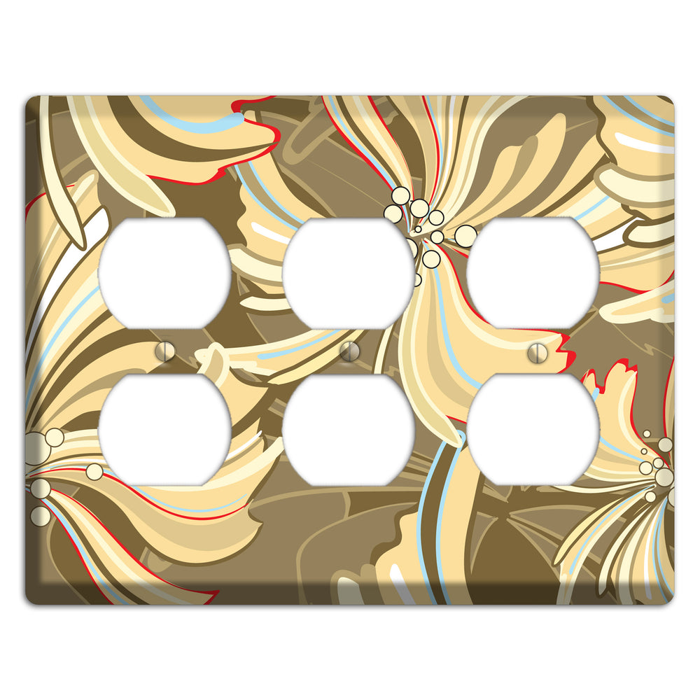 Brown Deco Blossoms 3 Duplex Wallplate