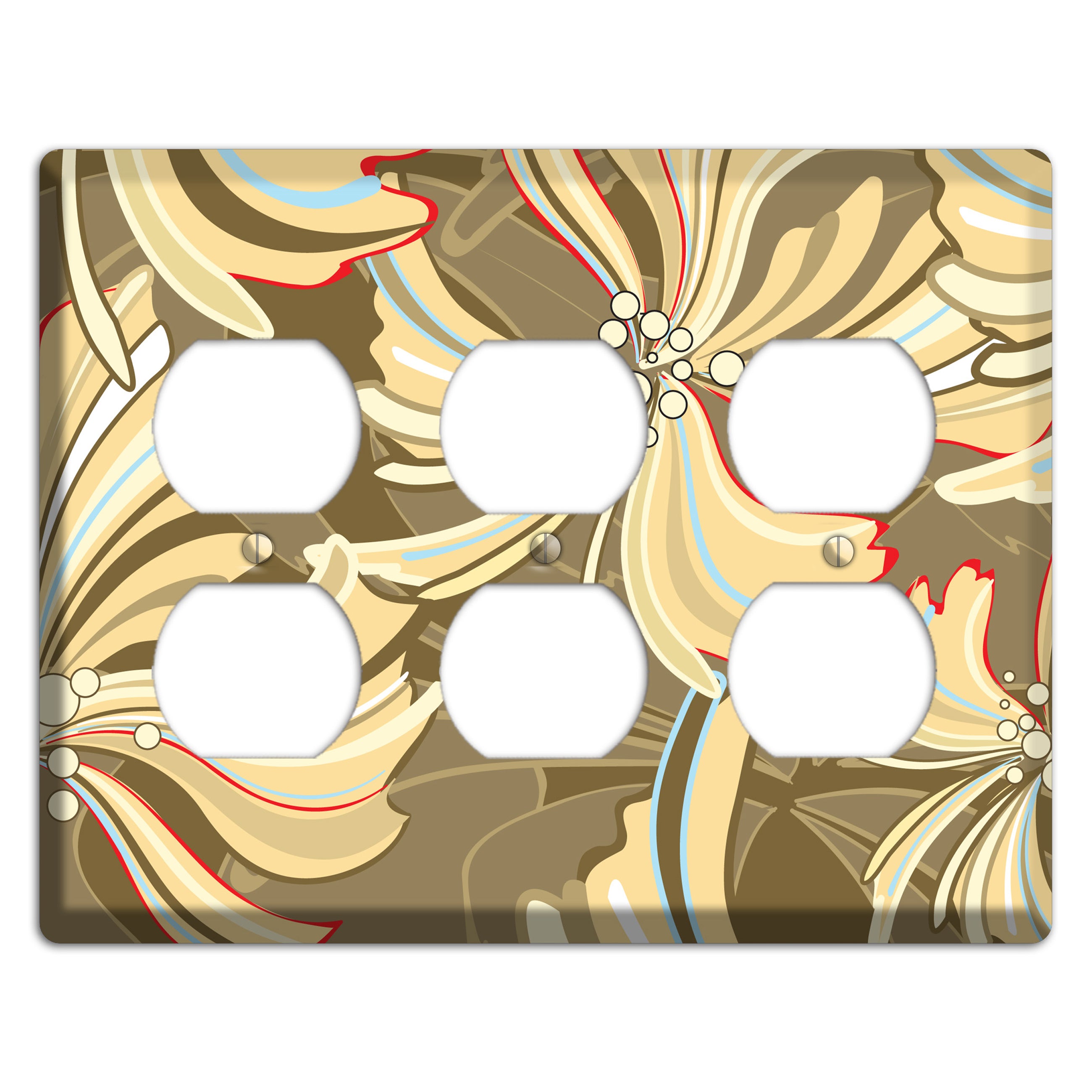 Brown Deco Blossoms 3 Duplex Wallplate