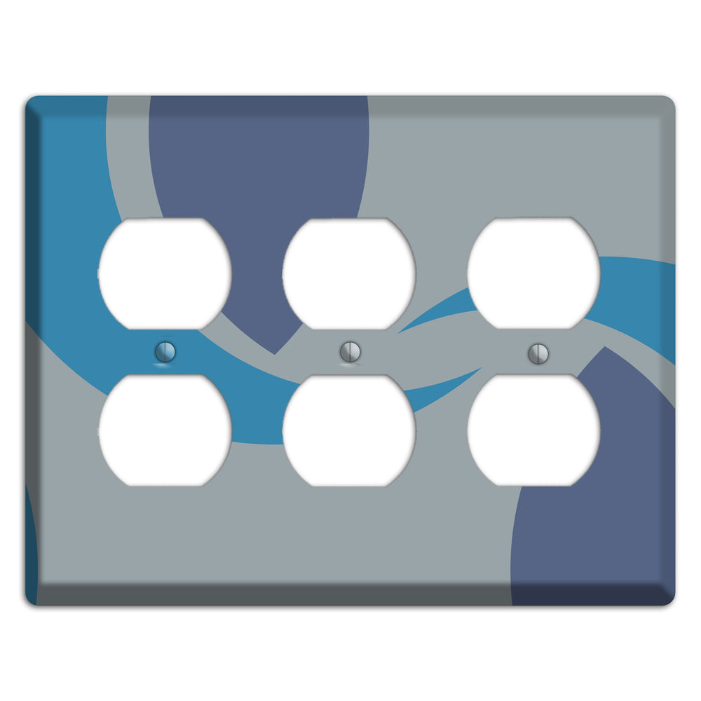 Grey and Blue Abstract 3 Duplex Wallplate
