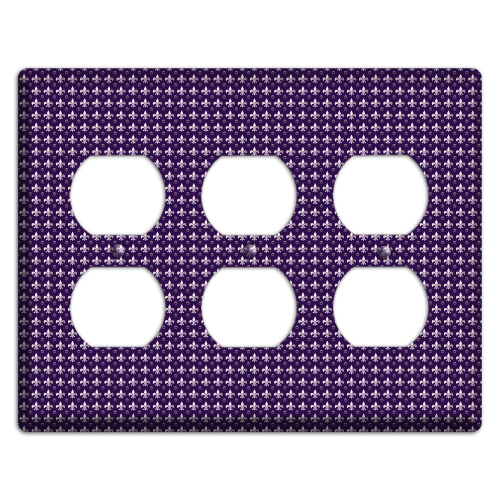 Purple Fleur de Lis 3 Duplex Wallplate