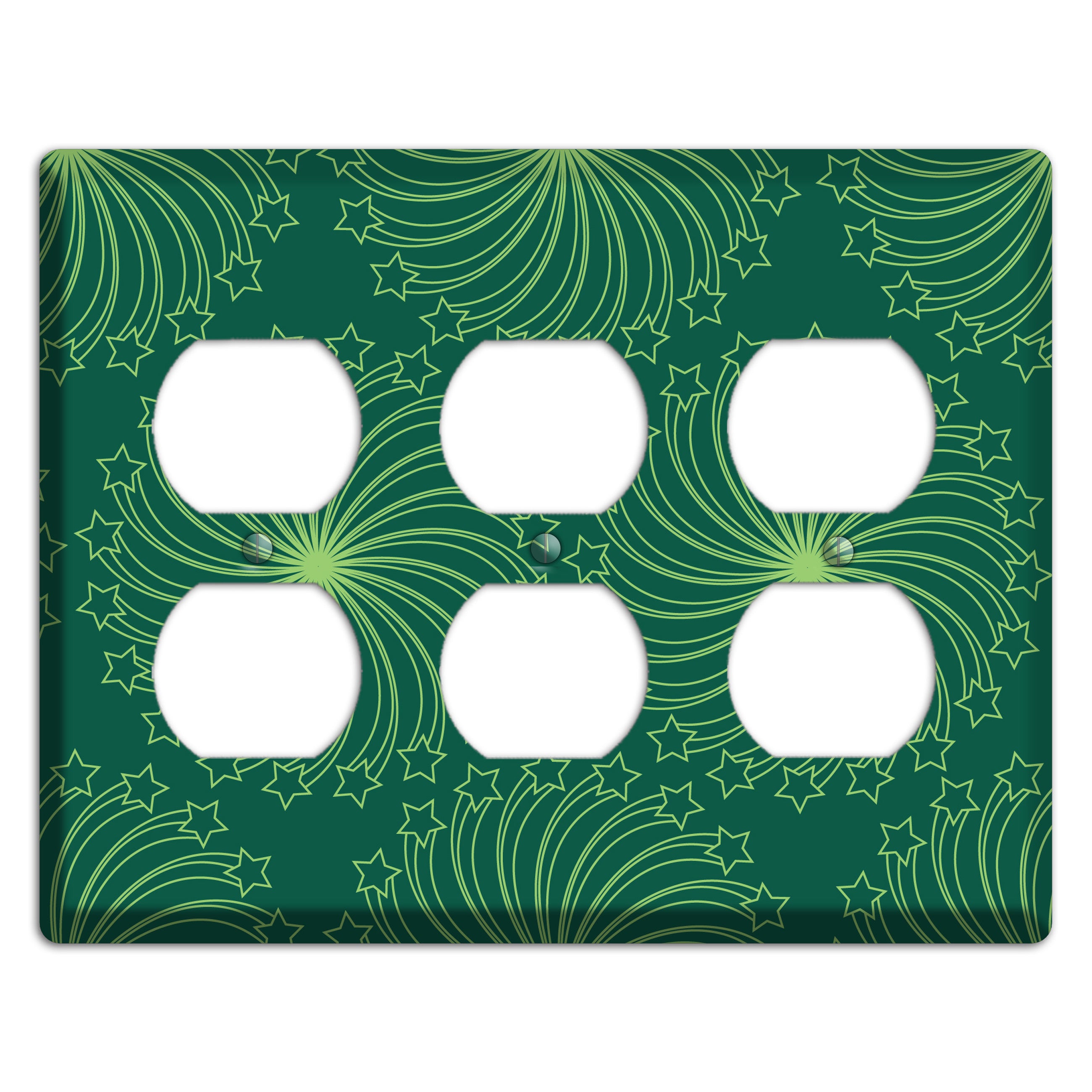 Multi Green Star Swirl 3 Duplex Wallplate
