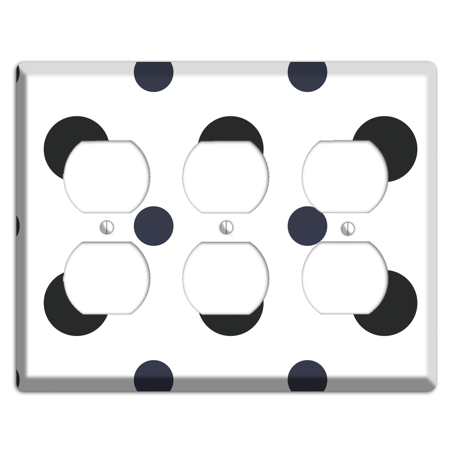 Black Multi Medium Polka Dots 3 Duplex Wallplate