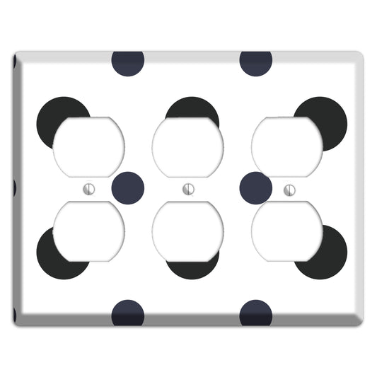 Black Multi Medium Polka Dots 3 Duplex Wallplate