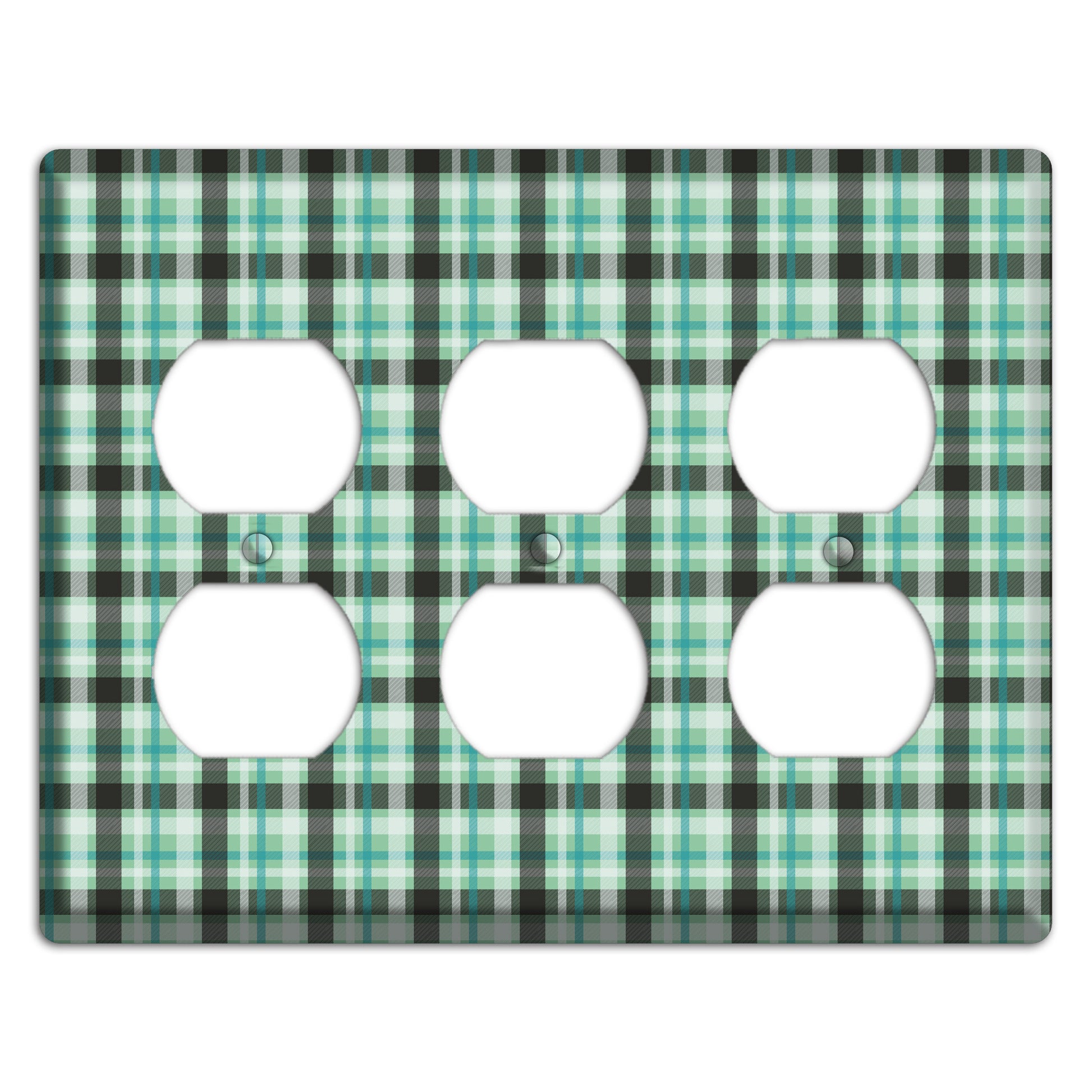 Multi Green Plaid 3 Duplex Wallplate