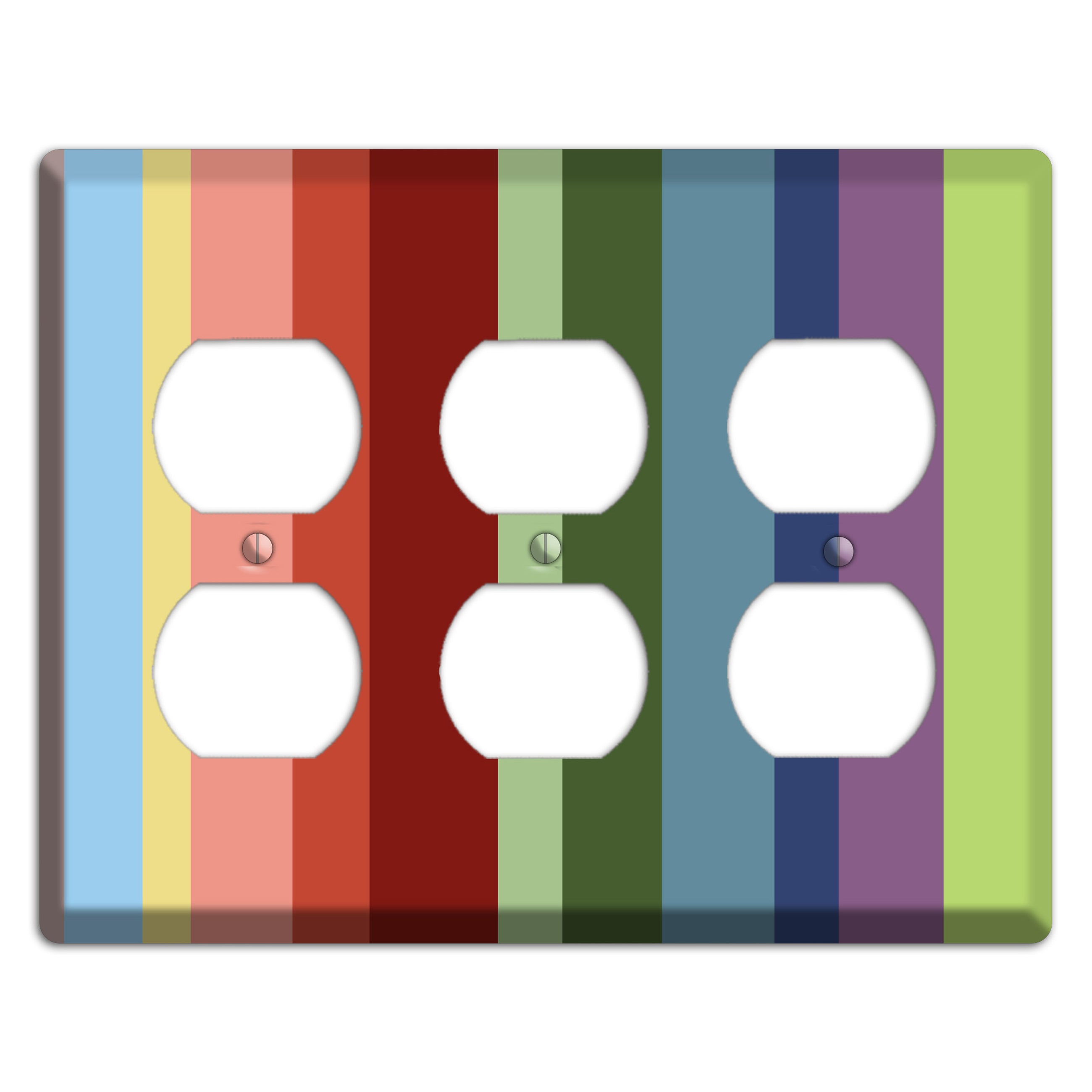 Multi Pastel Vertical Stripe 3 Duplex Wallplate