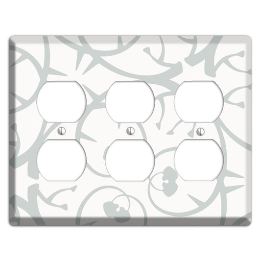 White with Grey Abstract Swirl 3 Duplex Wallplate