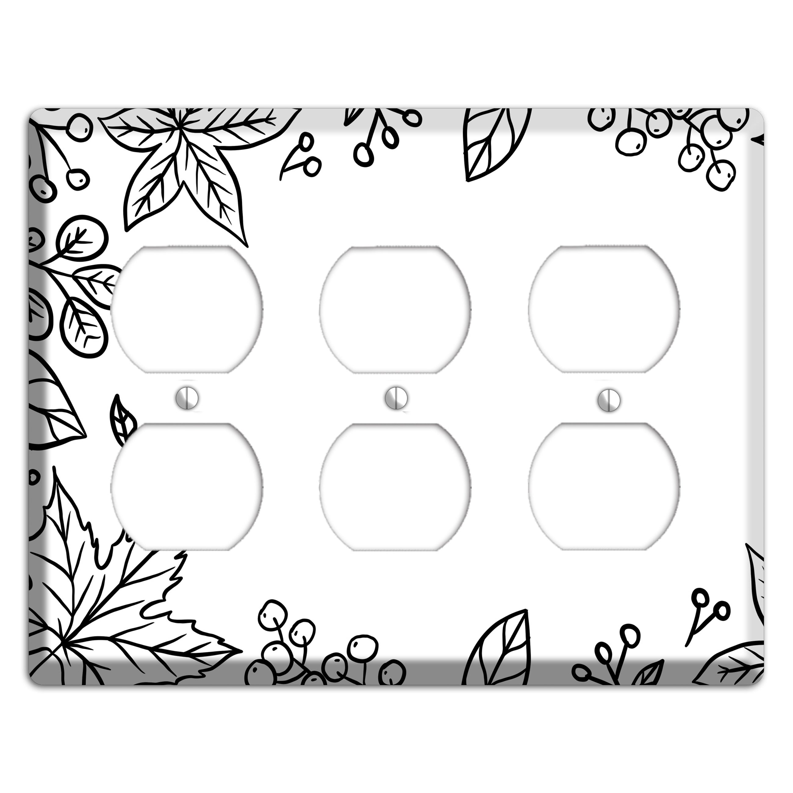 Hand-Drawn Floral 25 3 Duplex Wallplate