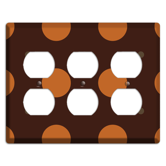 Brown with Umber and Brown Multi Tiled Medium Dots 3 Duplex Wallplate