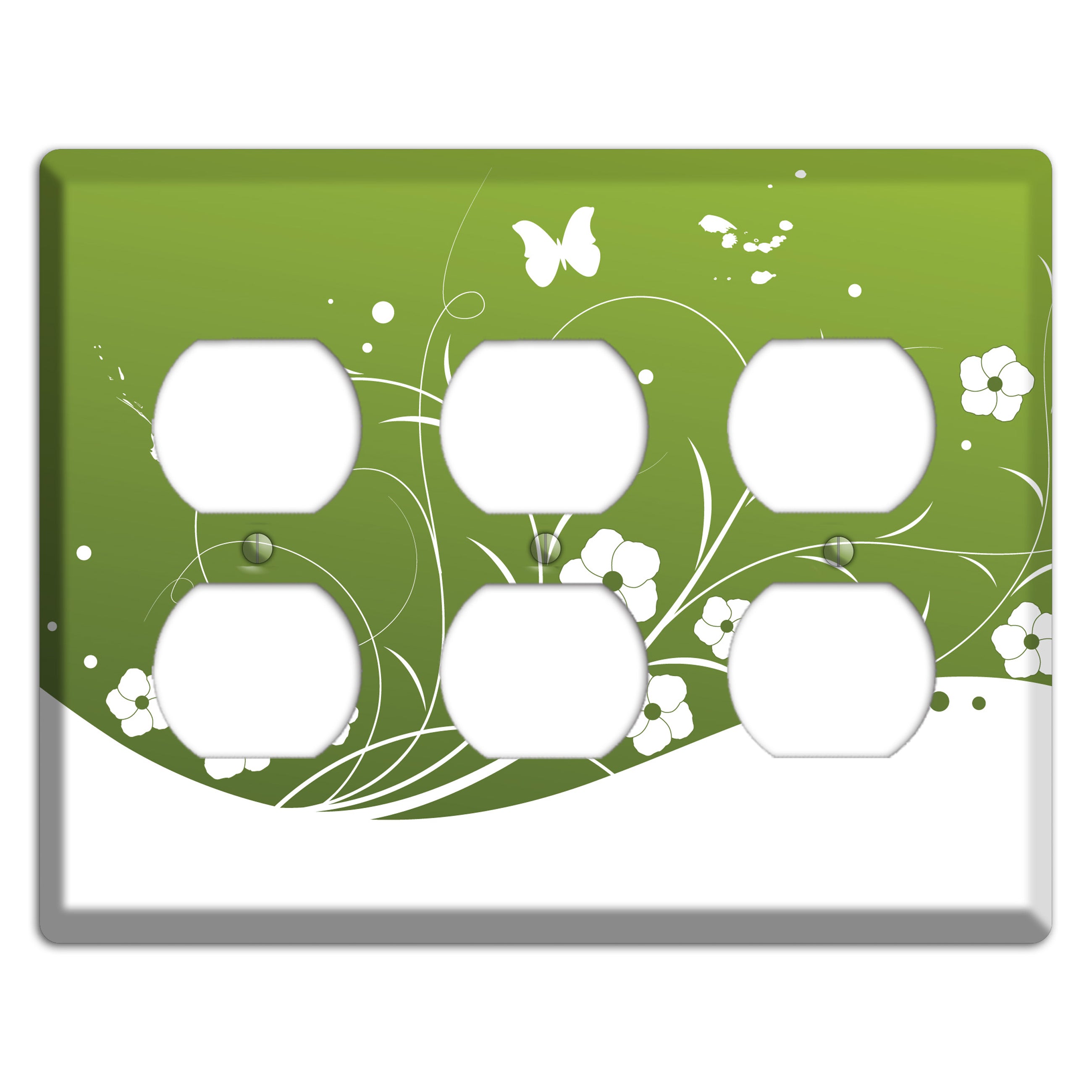 Green Floral Sprig 3 Duplex Wallplate