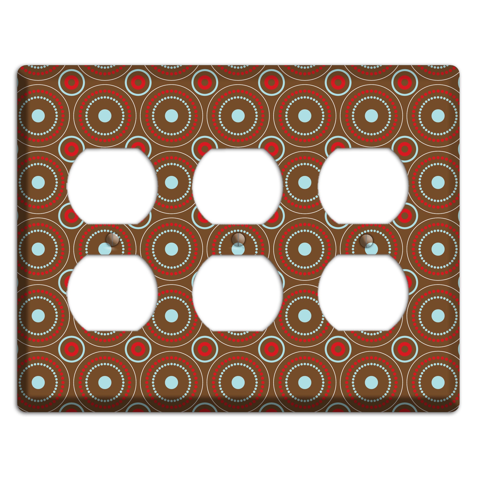 Brown with Red and Dusty Blue Retro Suzani 3 Duplex Wallplate