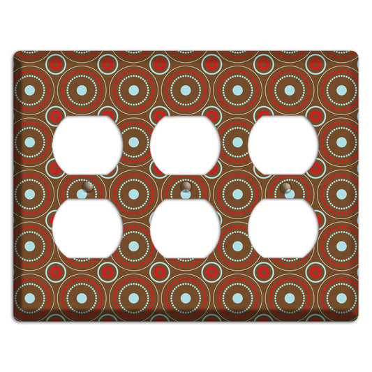 Brown with Red and Dusty Blue Retro Suzani 3 Duplex Wallplate
