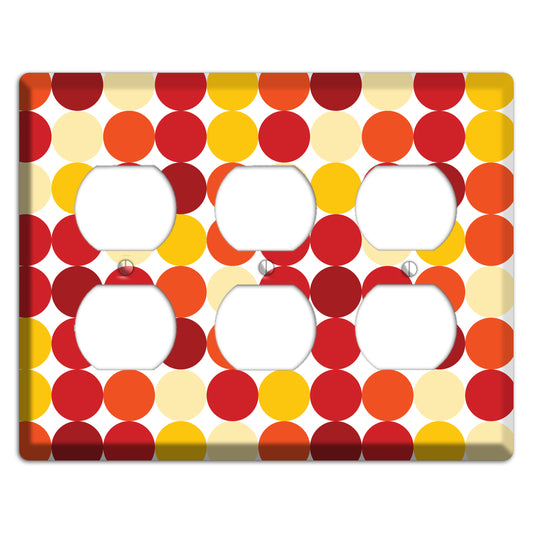 Multi Red and Beige Dots 3 Duplex Wallplate