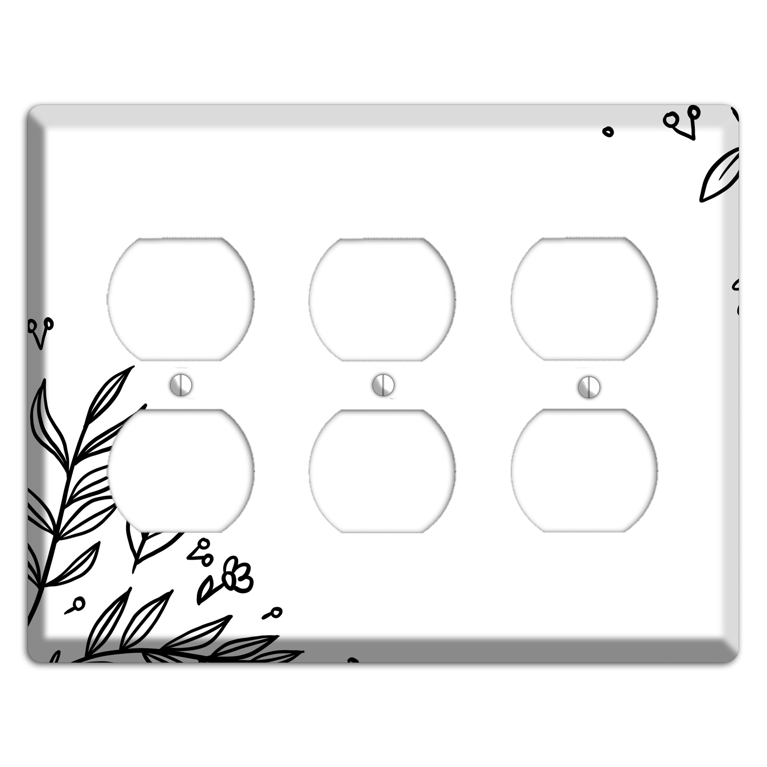 Hand-Drawn Floral 32 3 Duplex Wallplate
