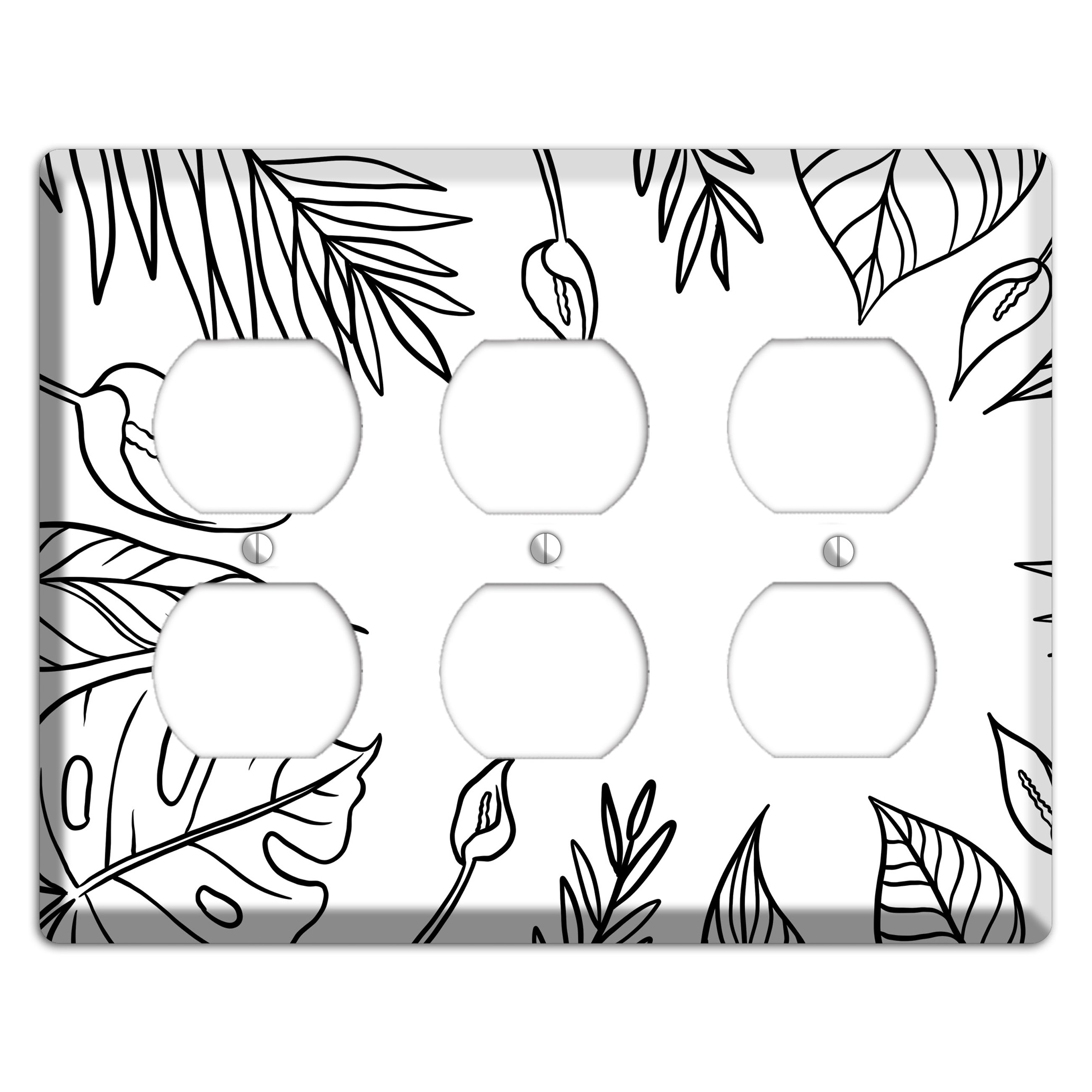 Hand-Drawn Leaves 1 3 Duplex Wallplate