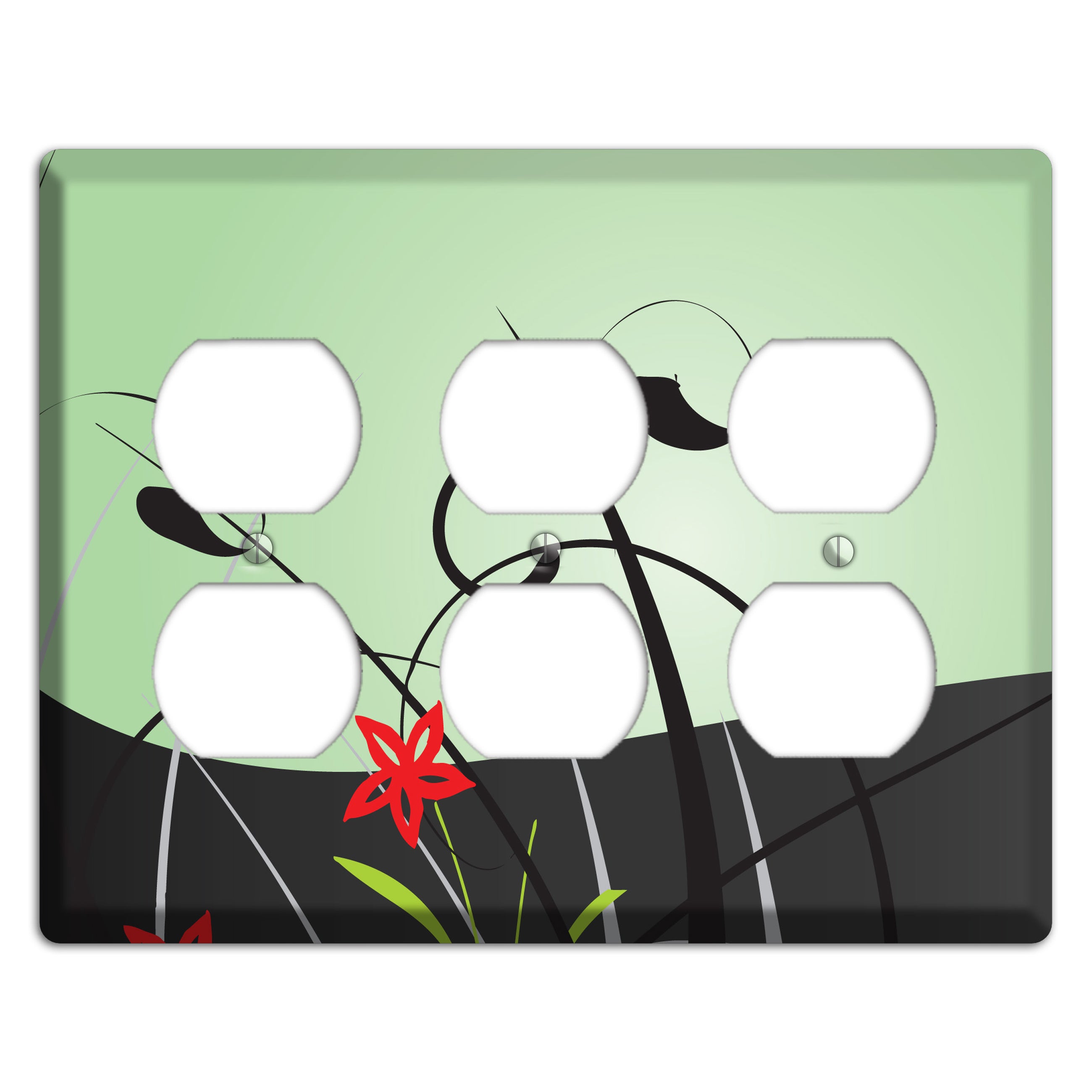 Mint Green Floral Sprig 3 Duplex Wallplate