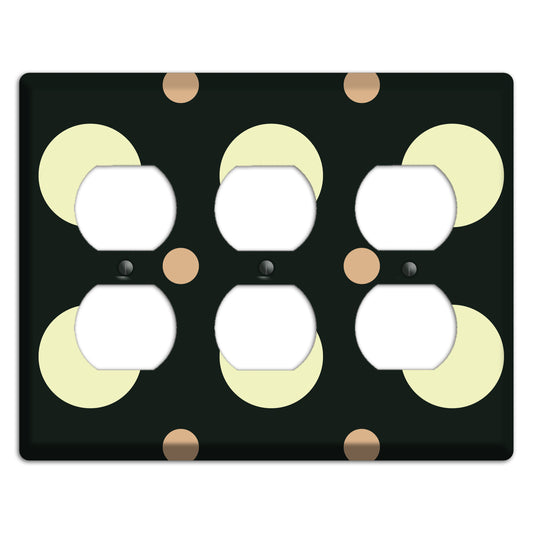 Black with Yellow and Mauve Multi Medium Polka Dots 3 Duplex Wallplate