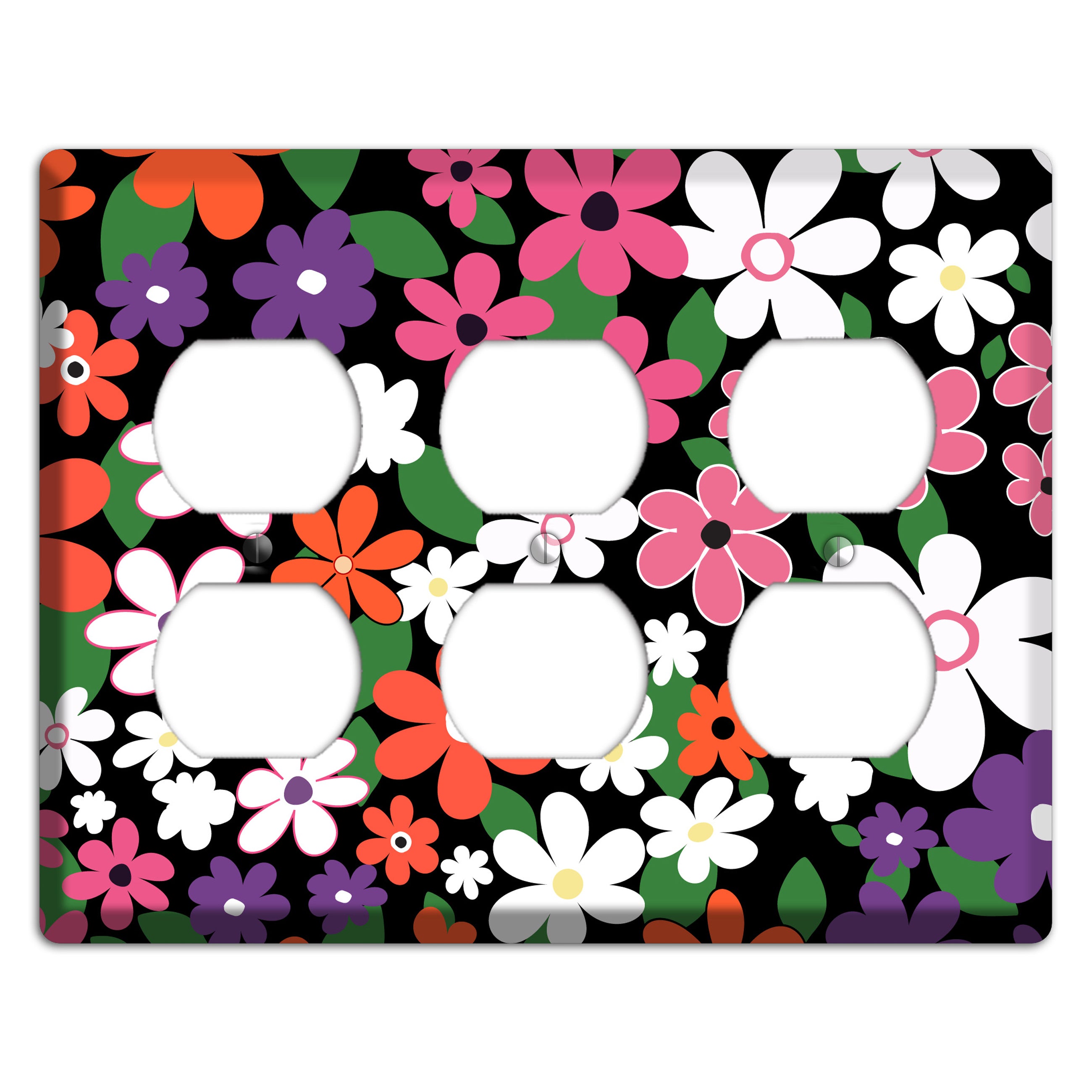 Hippie Flowers 3 Duplex Wallplate