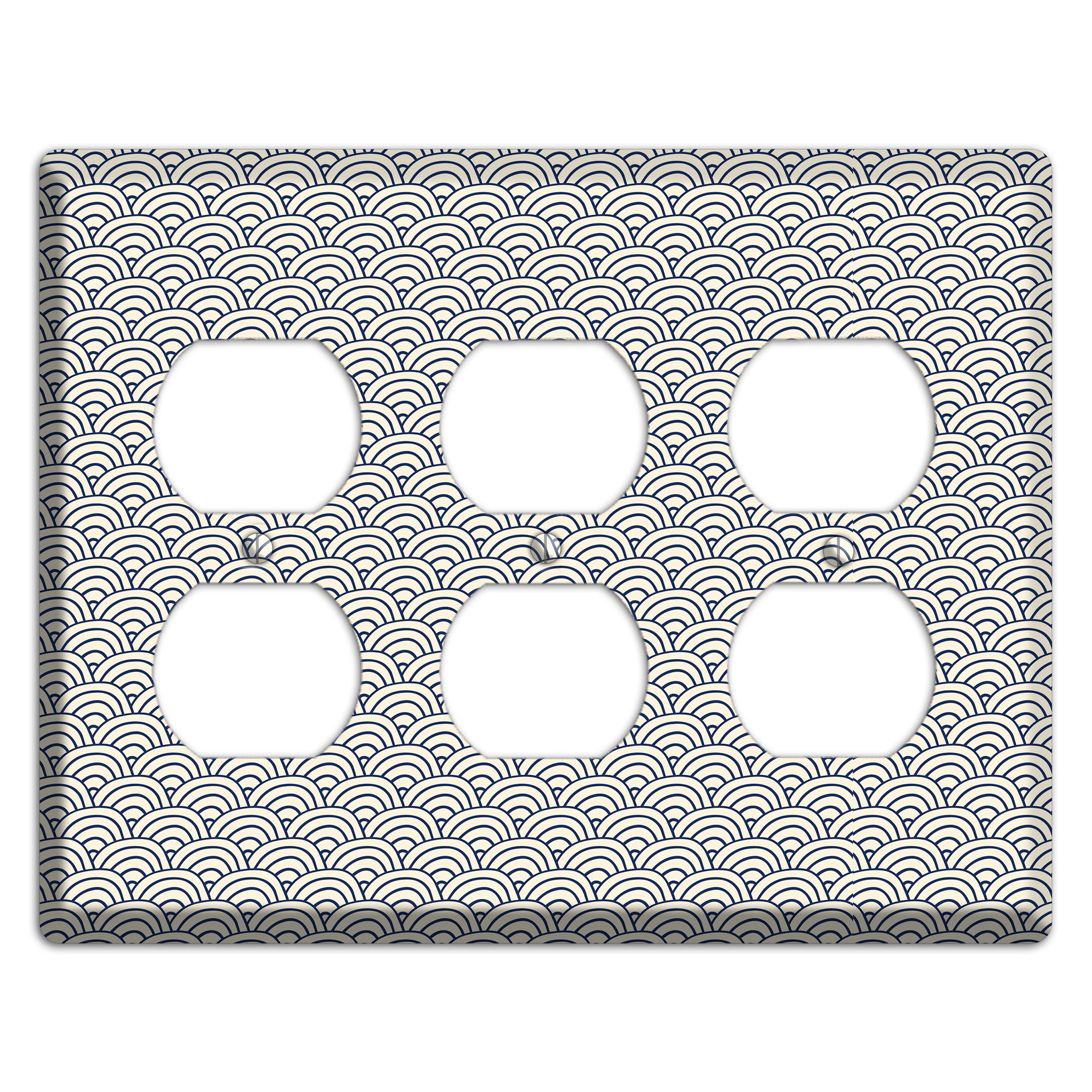 Beige Scallop Print 3 Duplex Wallplate