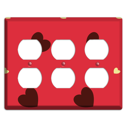 Red with Hearts 3 Duplex Wallplate