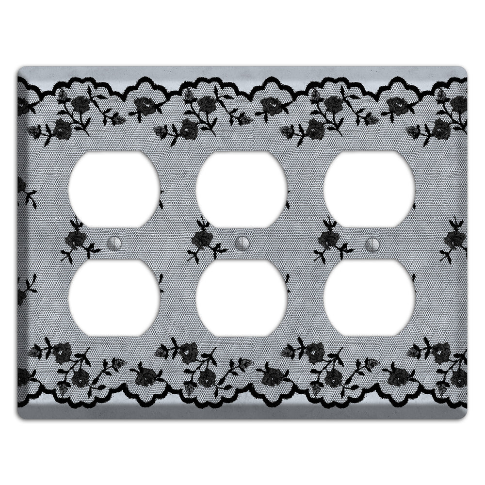 Embroidered Floral Gray 3 Duplex Wallplate