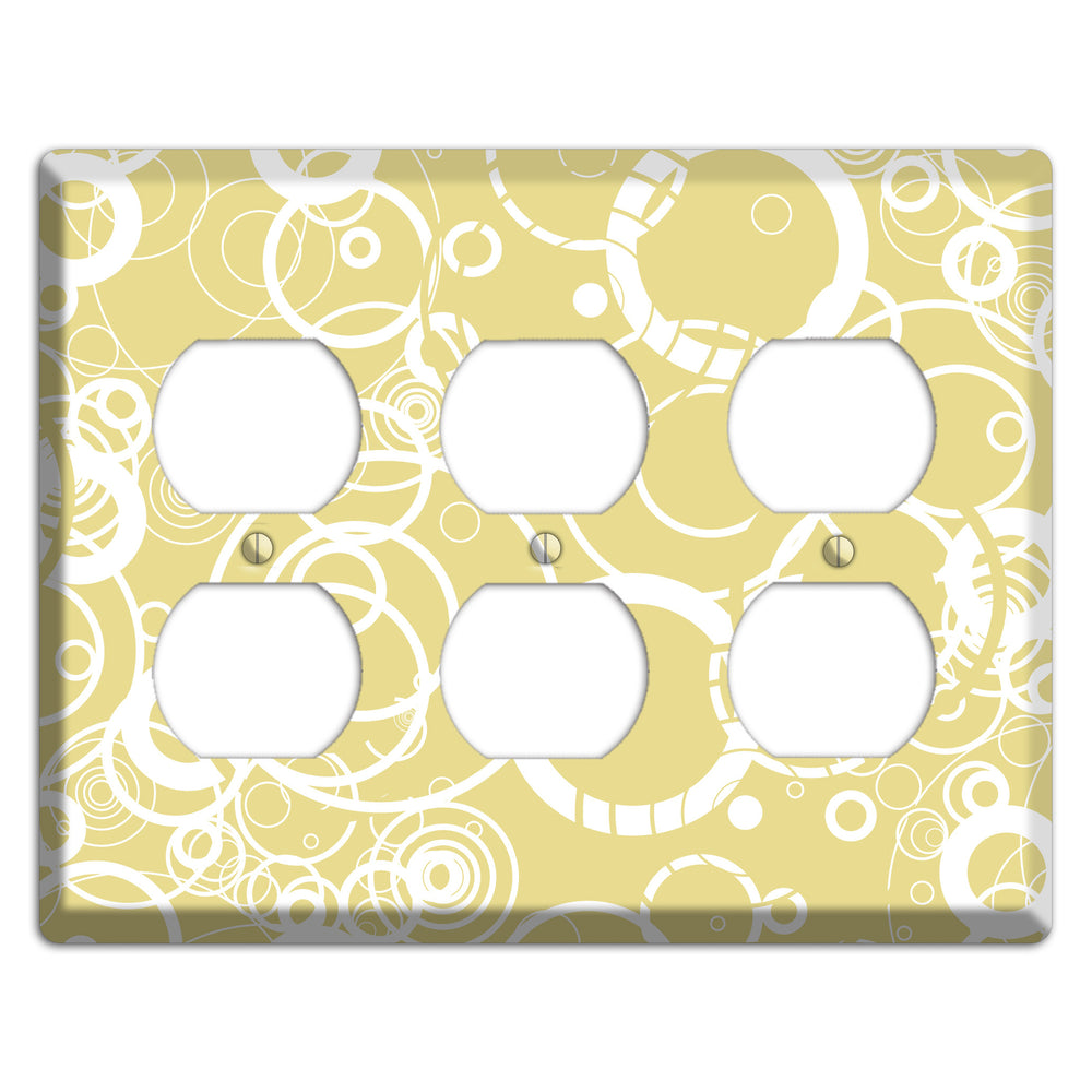 Beige with White Rings 3 Duplex Wallplate