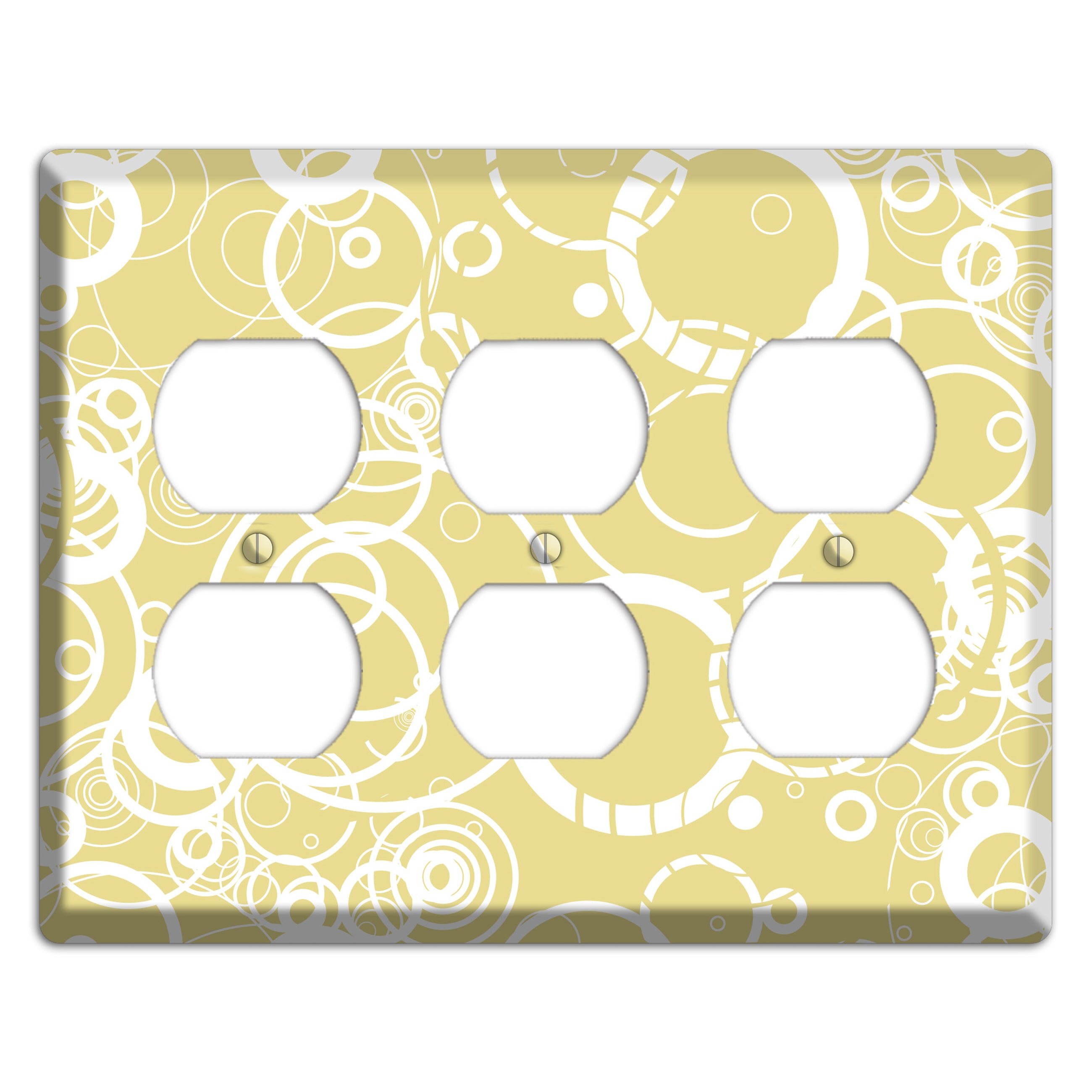 Beige with White Rings 3 Duplex Wallplate
