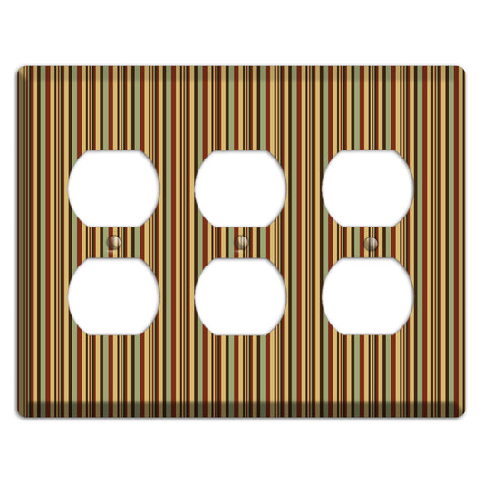Red and Green Stripes 3 Duplex Wallplate