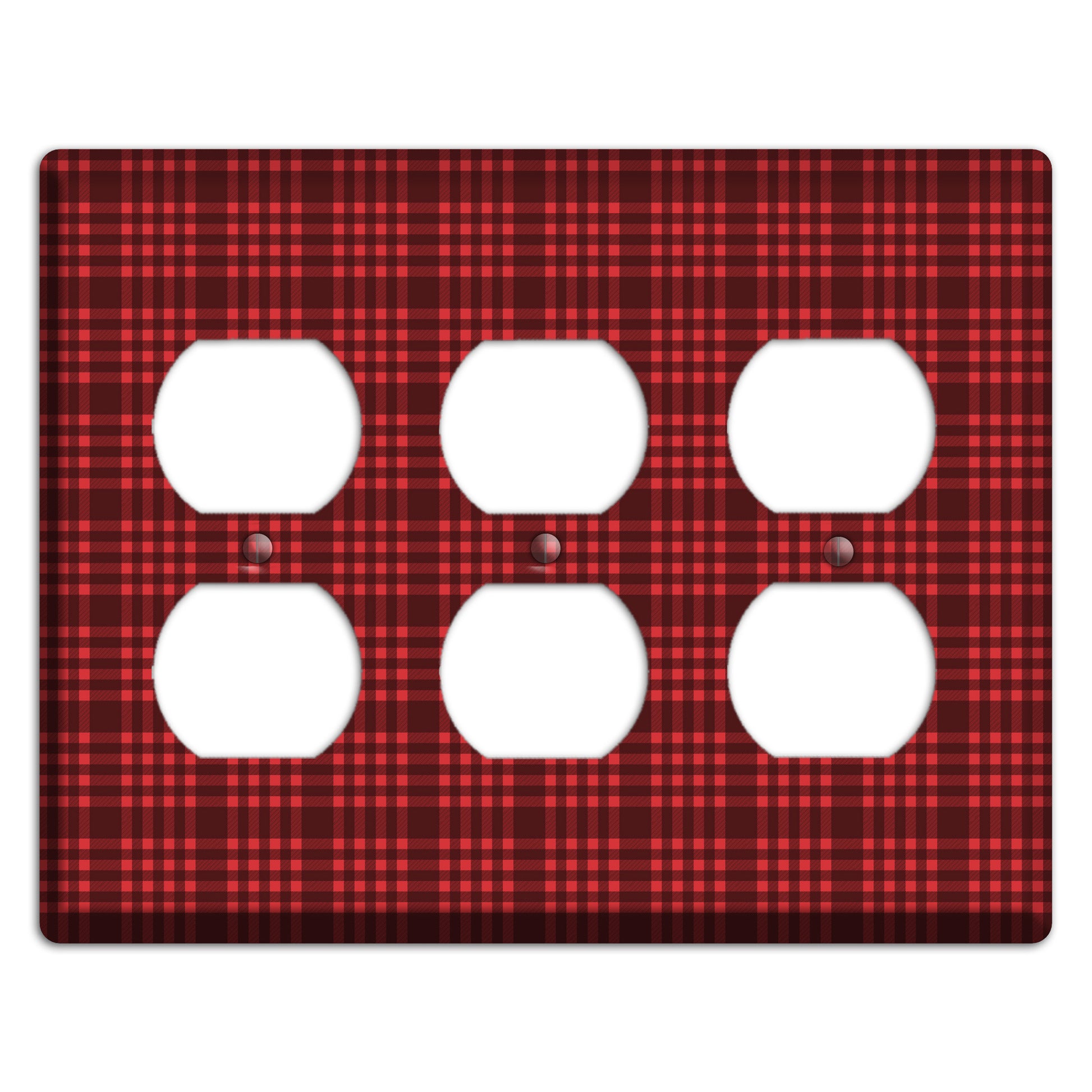 Maroon Plaid 3 Duplex Wallplate