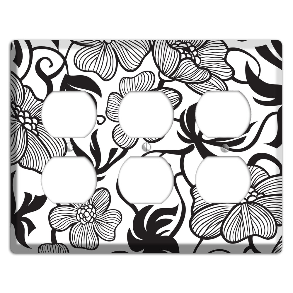 White with Black Tropical 3 Duplex Wallplate