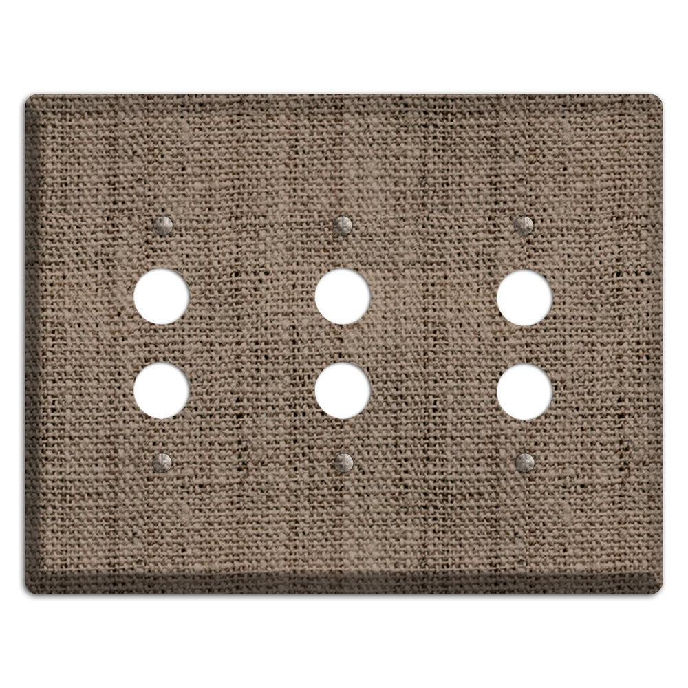 Coffee Burlap 3 Pushbutton Wallplate