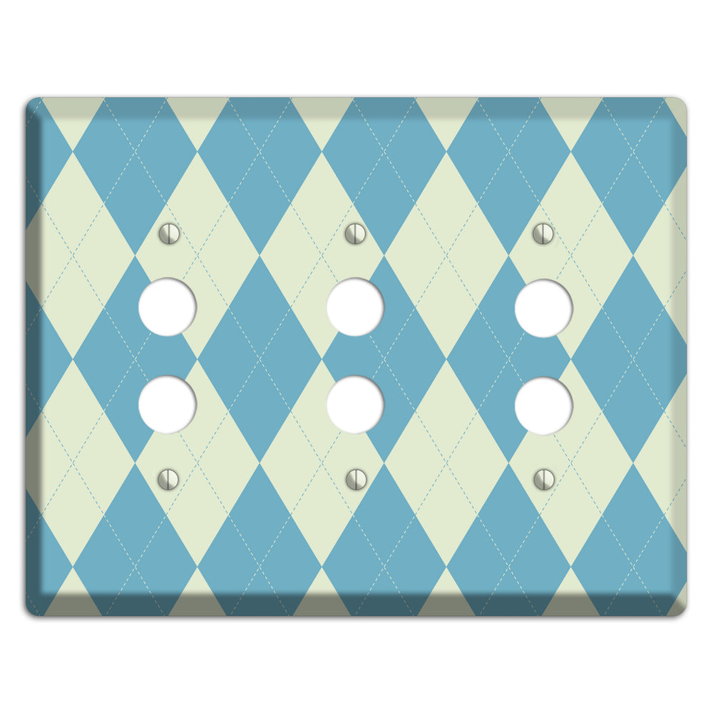 Mustard and Black Plaid 3 Pushbutton Wallplate