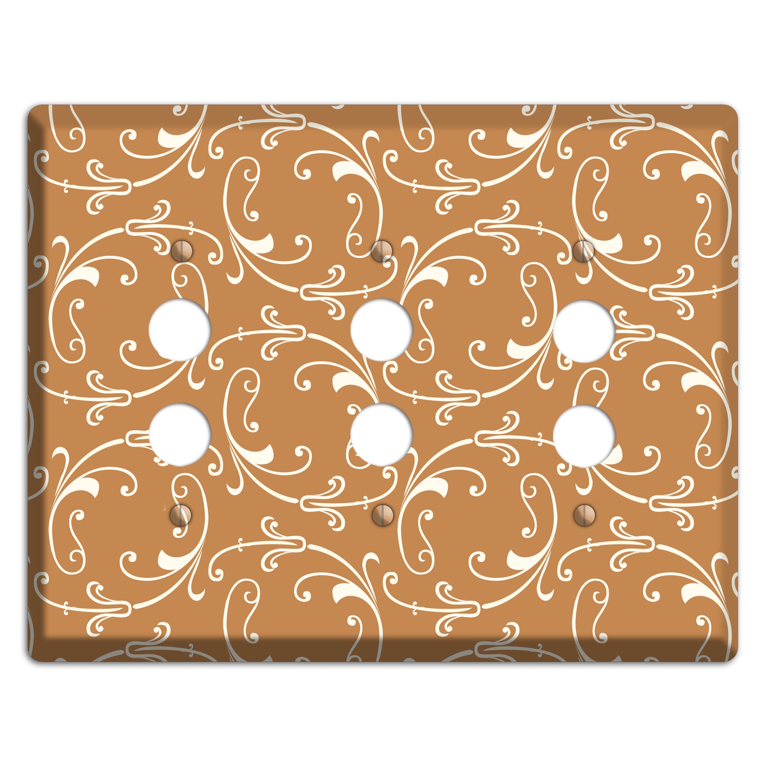 Gold Victorian Sprig 3 Pushbutton Wallplate