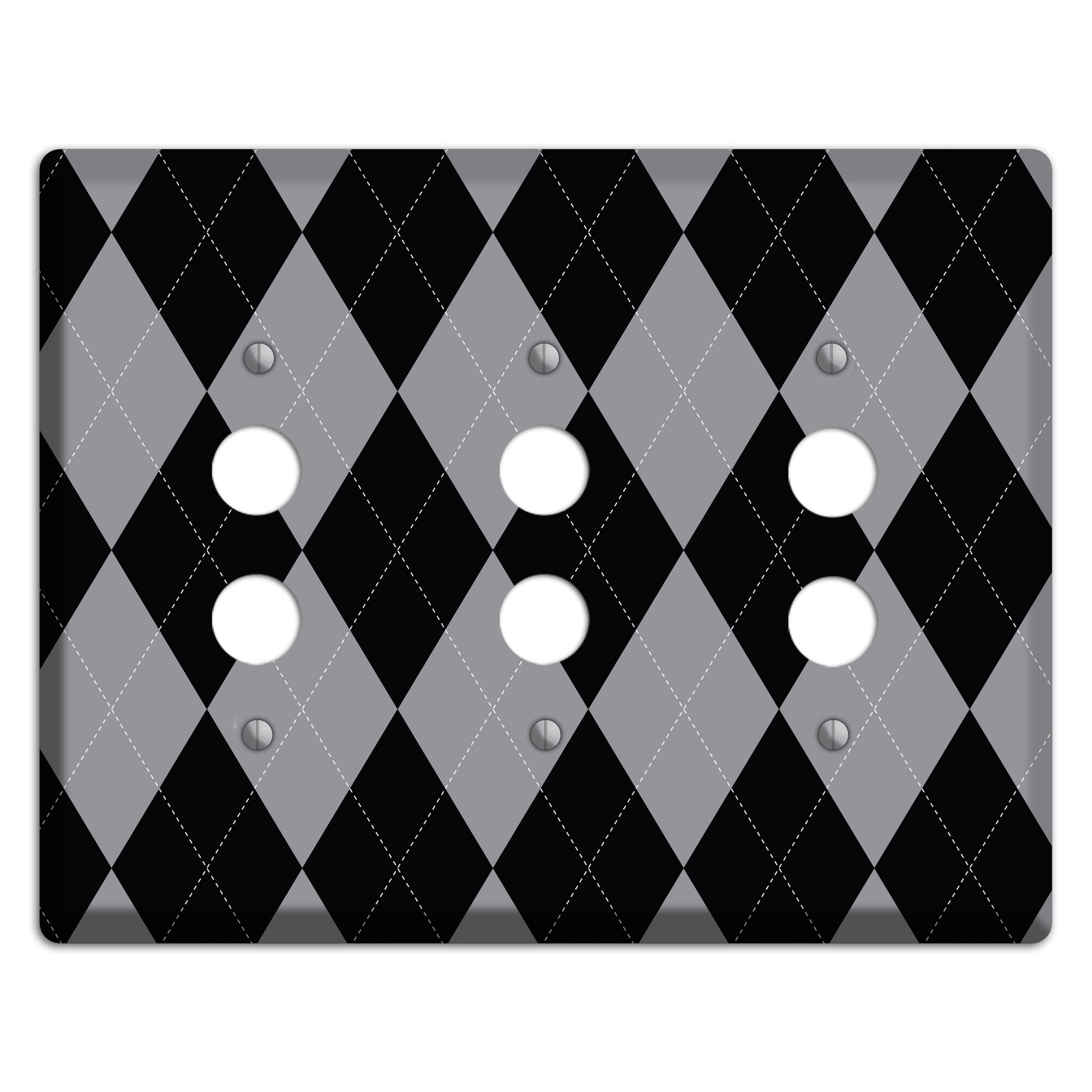 Light Purple and Black 3 Pushbutton Wallplate