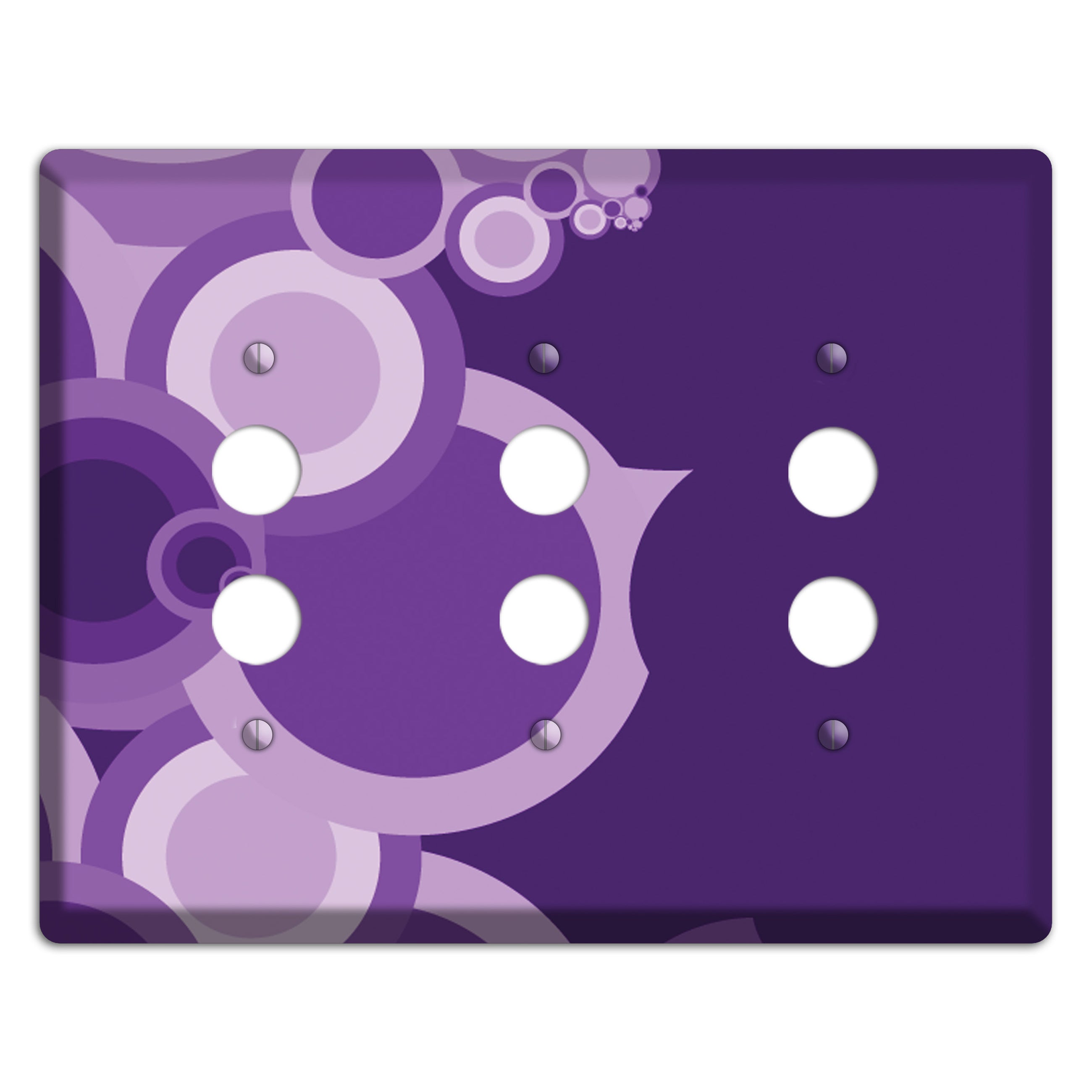 Purple Circles 3 Pushbutton Wallplate