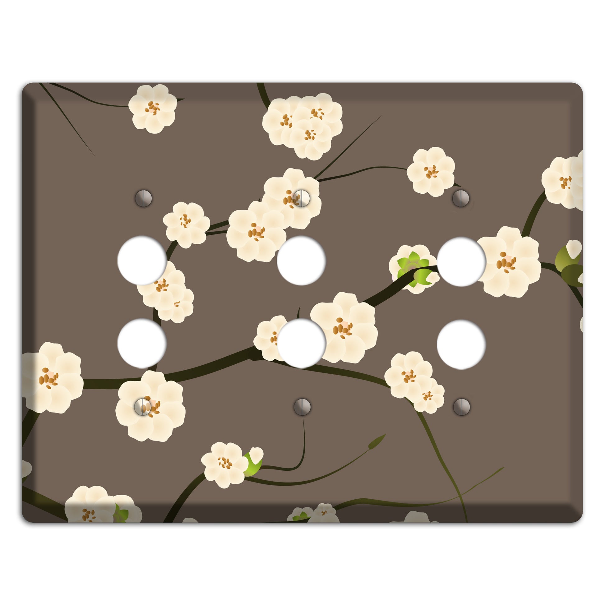 Yellow and Brown Cherry Blossoms 3 Pushbutton Wallplate