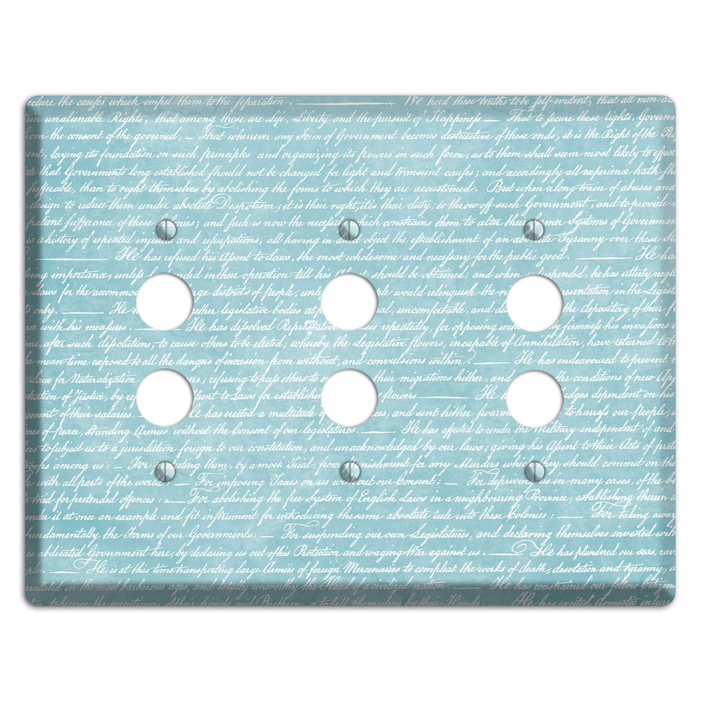 Blue Stained Script 3 Pushbutton Wallplate