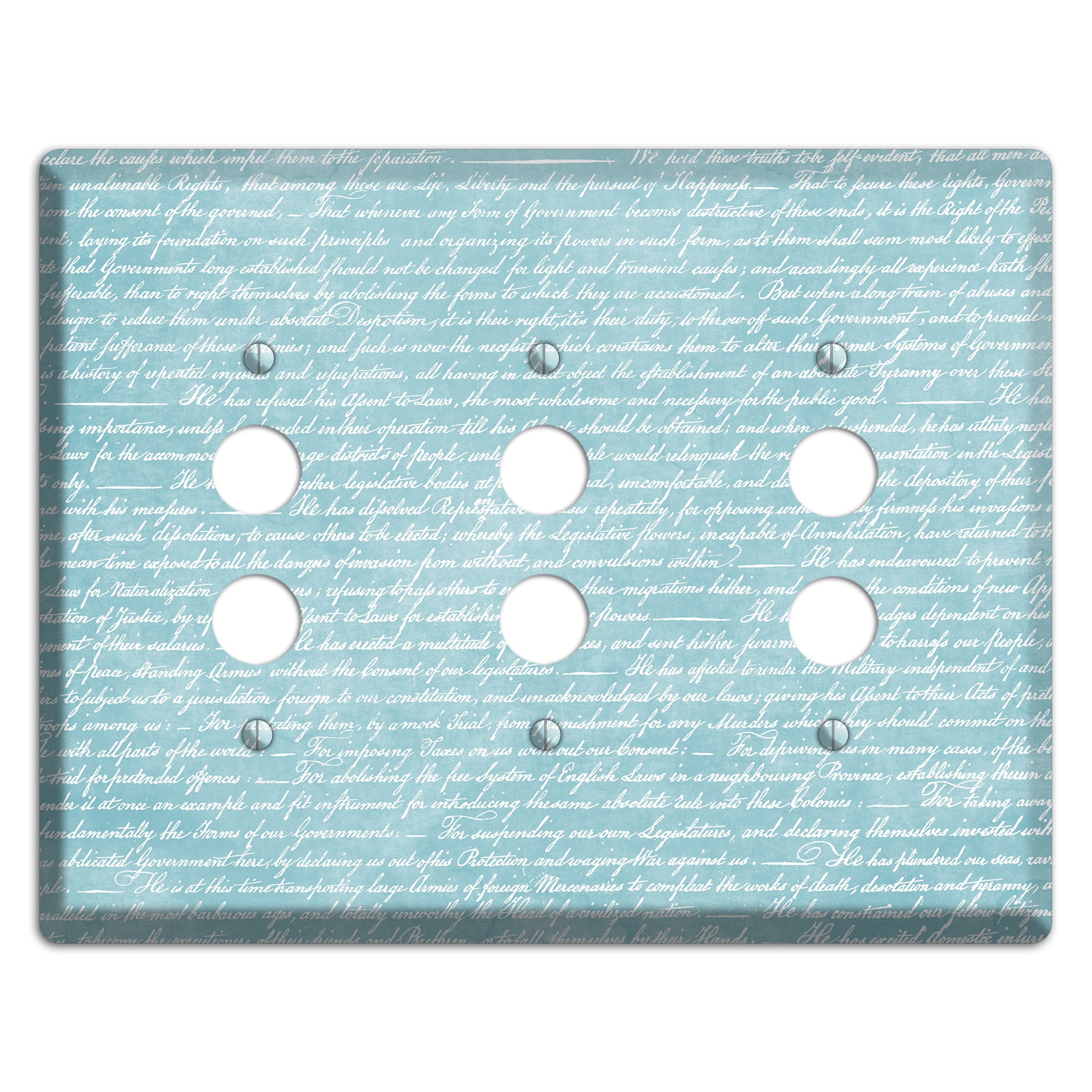 Blue Stained Script 3 Pushbutton Wallplate