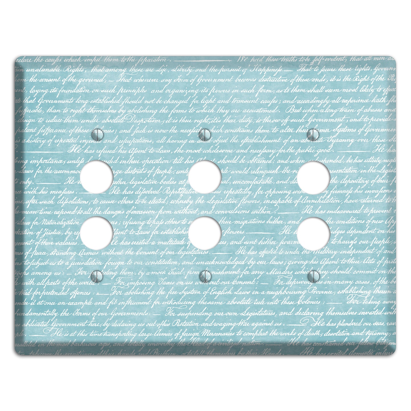 Blue Stained Script 3 Pushbutton Wallplate