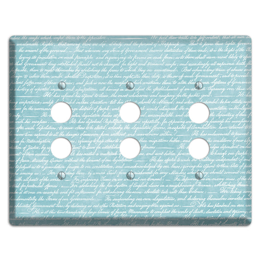 Blue Stained Script 3 Pushbutton Wallplate