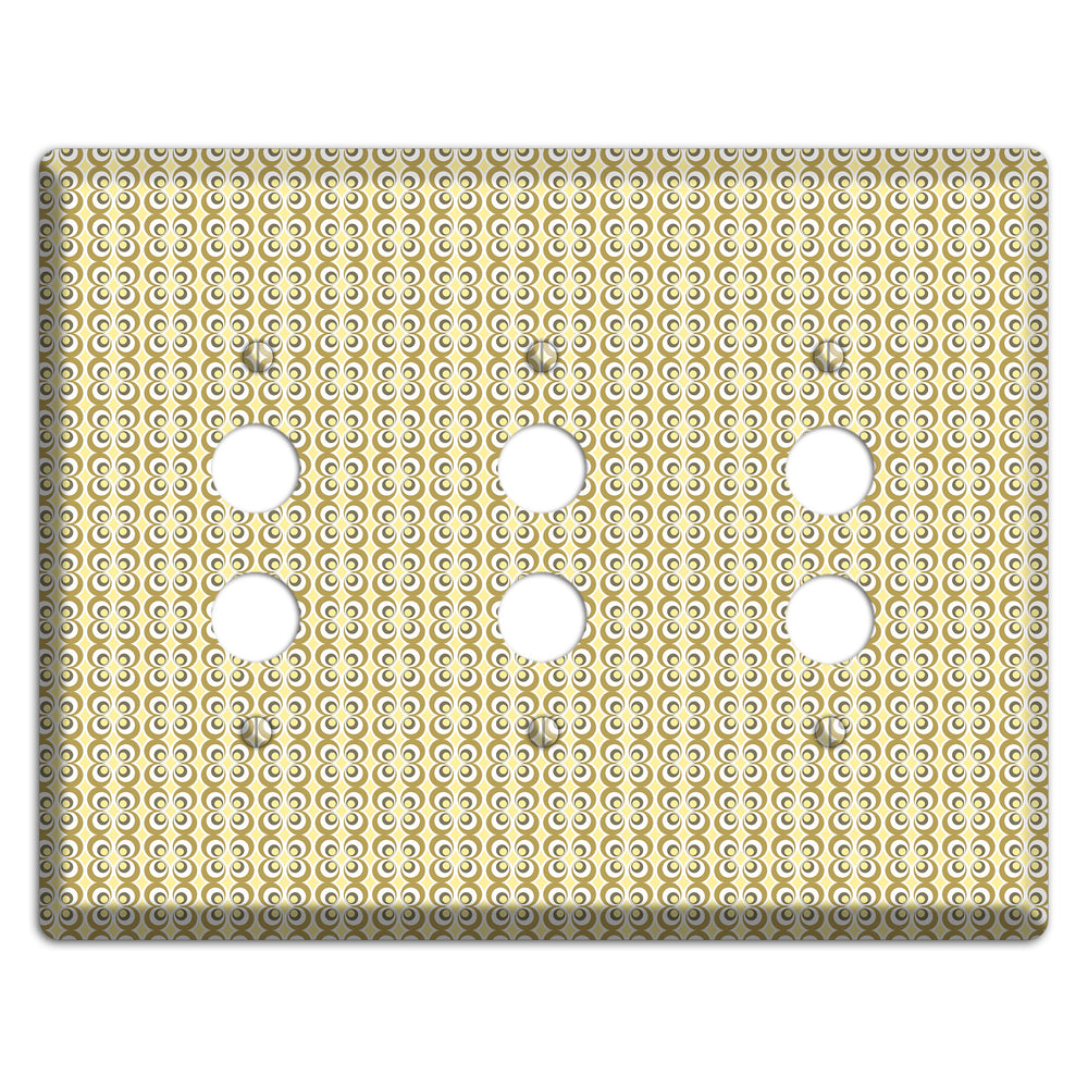 Yellow Offset Bullseye 3 Pushbutton Wallplate