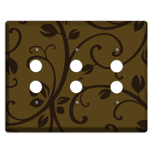 Brown Bud Sprig 3 Pushbutton Wallplate