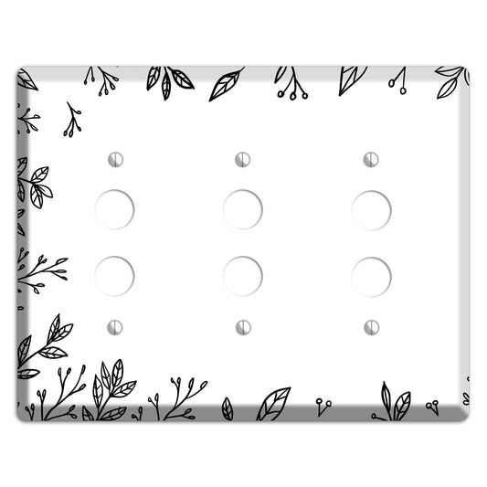 Hand-Drawn Floral 29 3 Pushbutton Wallplate