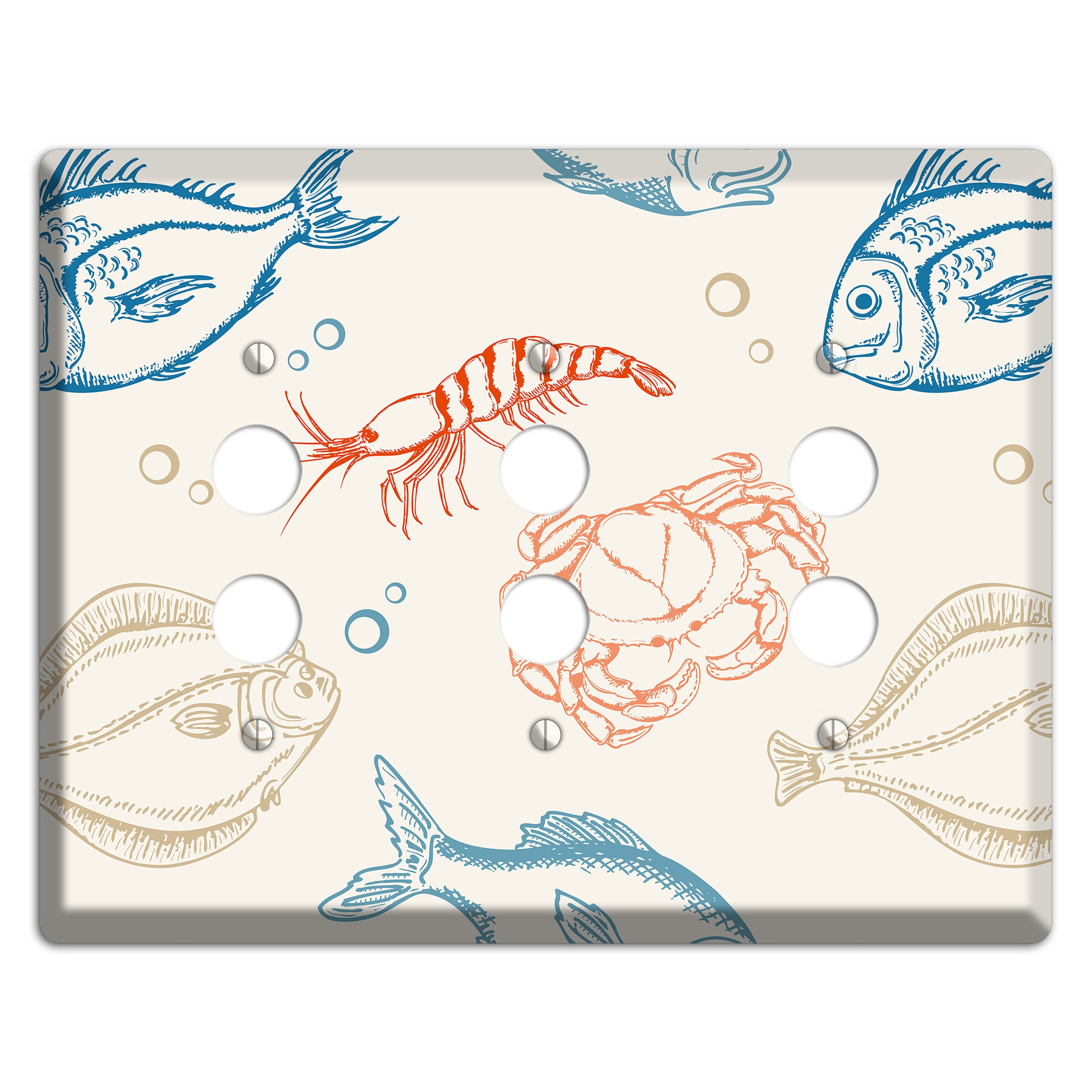 Mixed Sea Life Style 1 3 Pushbutton Wallplate